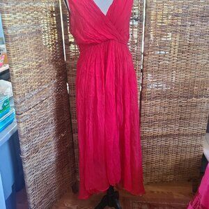 SOFT SURROUNDINGS $130 Charmonte Hi Lo Midi Maxi Red Tank Dress Size 10 NWT